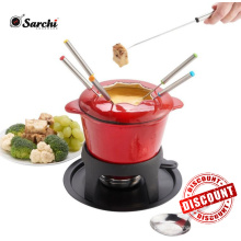 Conjunto de fondue de queijo de ferro fundido